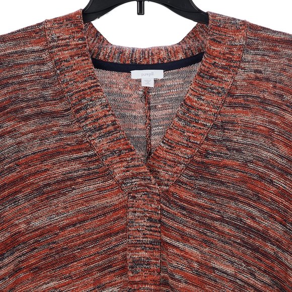 PureJill Boxy Oversized Cotton Blend V Neck Sweater Top Size XS Petite - Picture 2 of 7